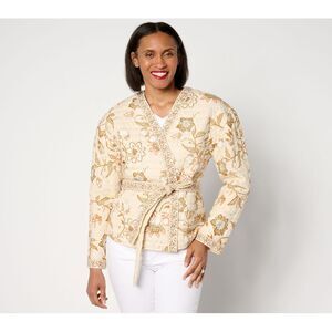 Destination 365 Women's Plus Sz Jacket 1X Printed Quilted White A637816